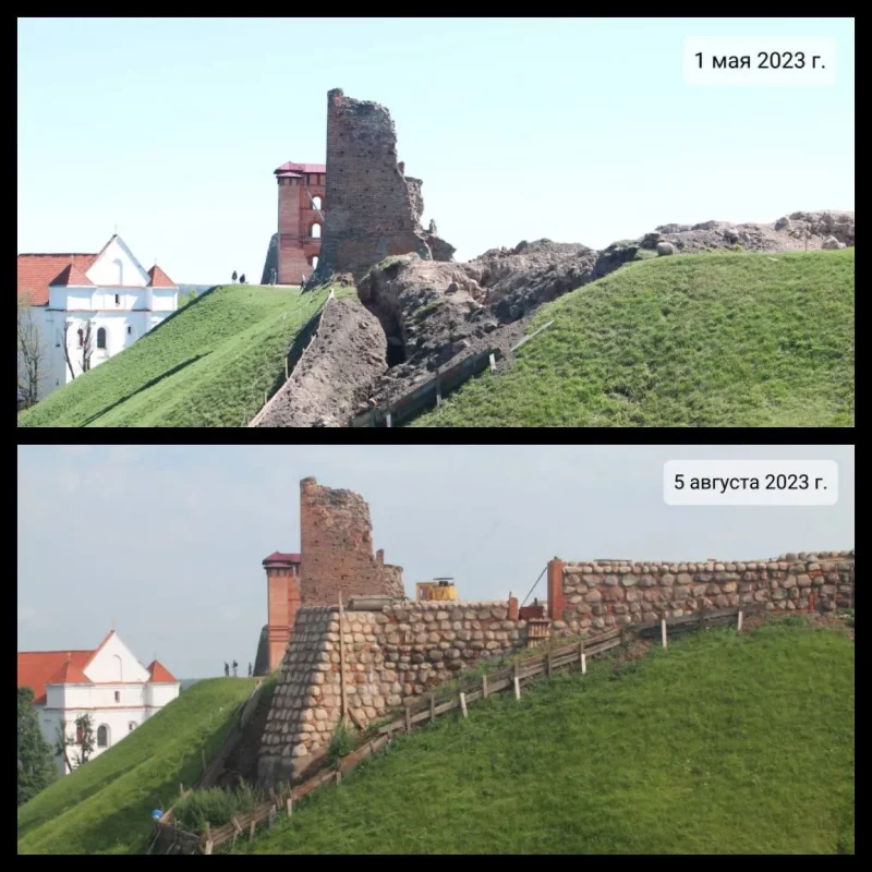 Так изменился Новогрудский замок за три месяца работ в 2023 году. 
