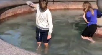 Видео: как дети собирают монеты в городском фонтане в Гродно