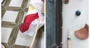 Неизвестные сорвали флаг с магазина «Цудоўня» и пытались избить владельца, называя его «фашистом»