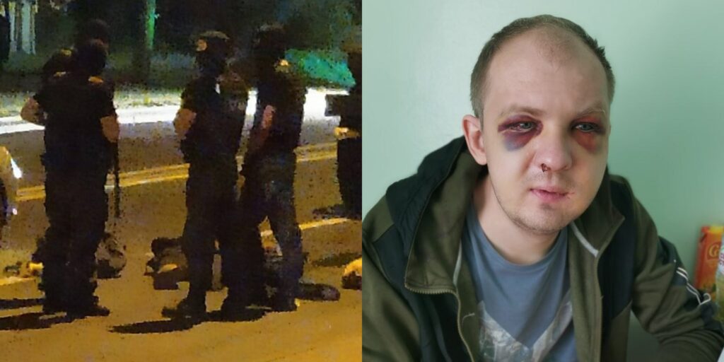 «На их месте мог оказаться и я». Свидетель по делу избитого таксиста уехал за границу и хотел выступить в суде по видеосвязи Алексей Лапа в момент задержания и в больнице