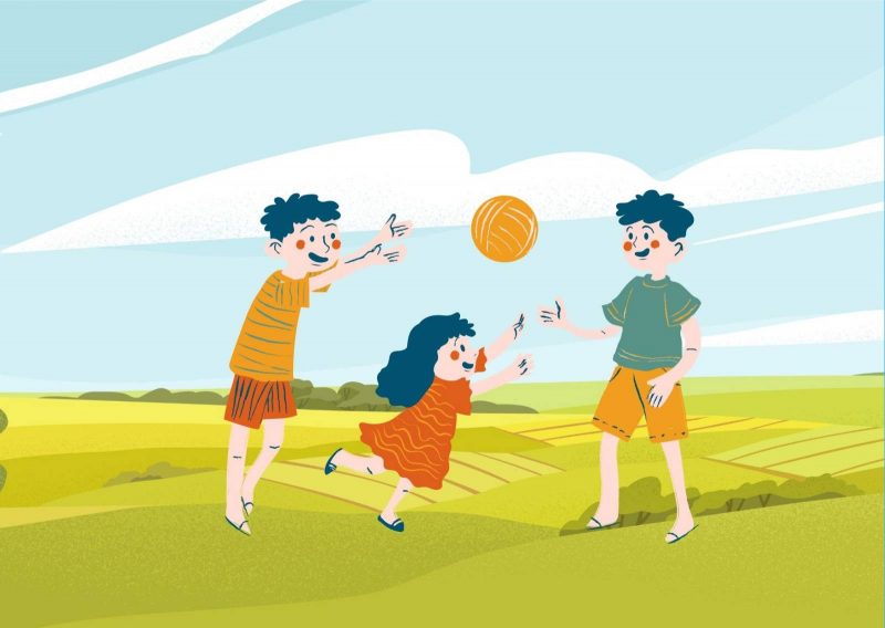 С мячом можно придумать много активных игр для детей