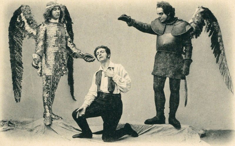 Открытка 1904 года со сценой из спектакля по мотивам поэмы Адама Мицкевича «Dziady» в постановке Станислава Выспяньского.