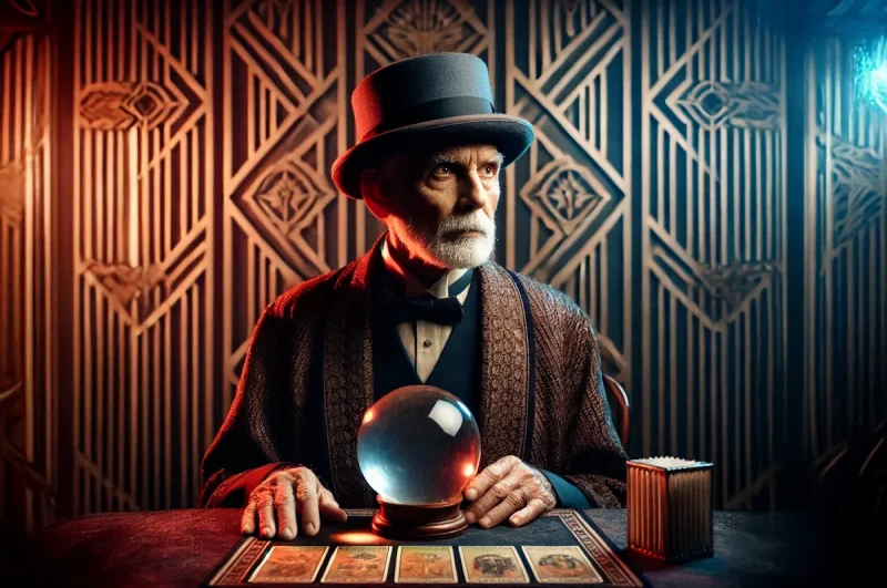 Стереотипный прорицатель 1920-х годов. Изображение сгенерировано Hrodna 11:27 с помощью ChatGPT и Firefly