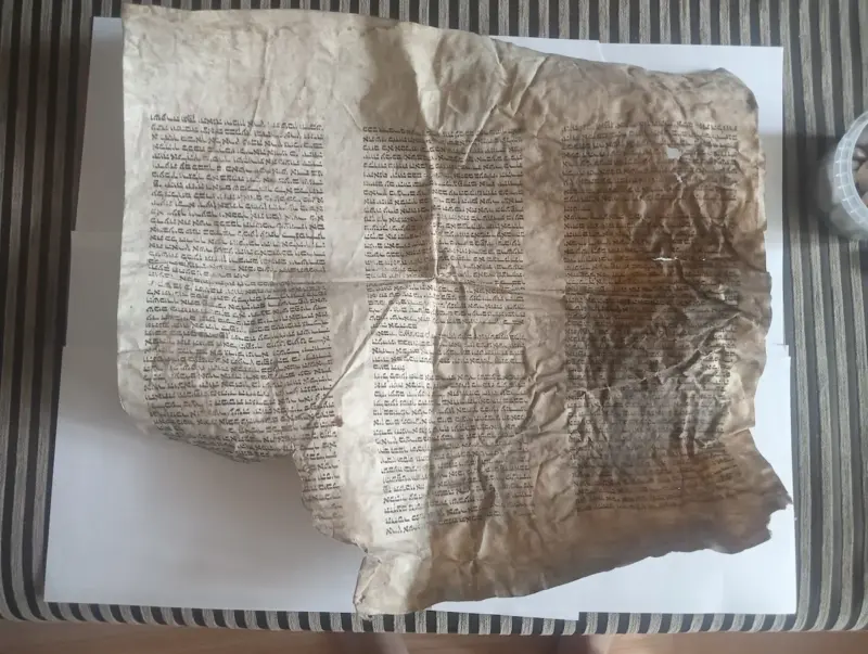 Новогрудский художник представил фрагмент древнего пергамента